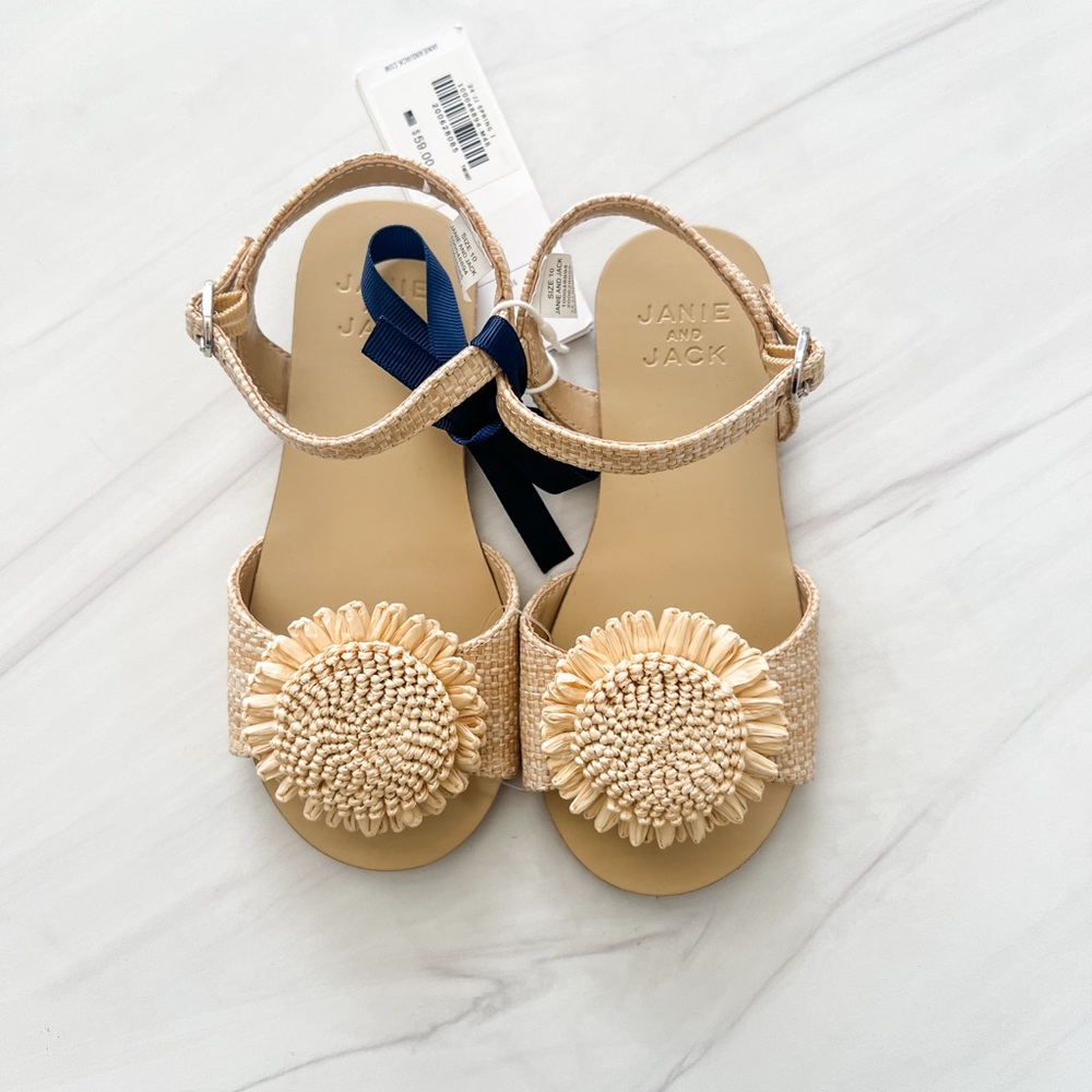 Janie and Jack Tan Sandals with Sunburst Design
